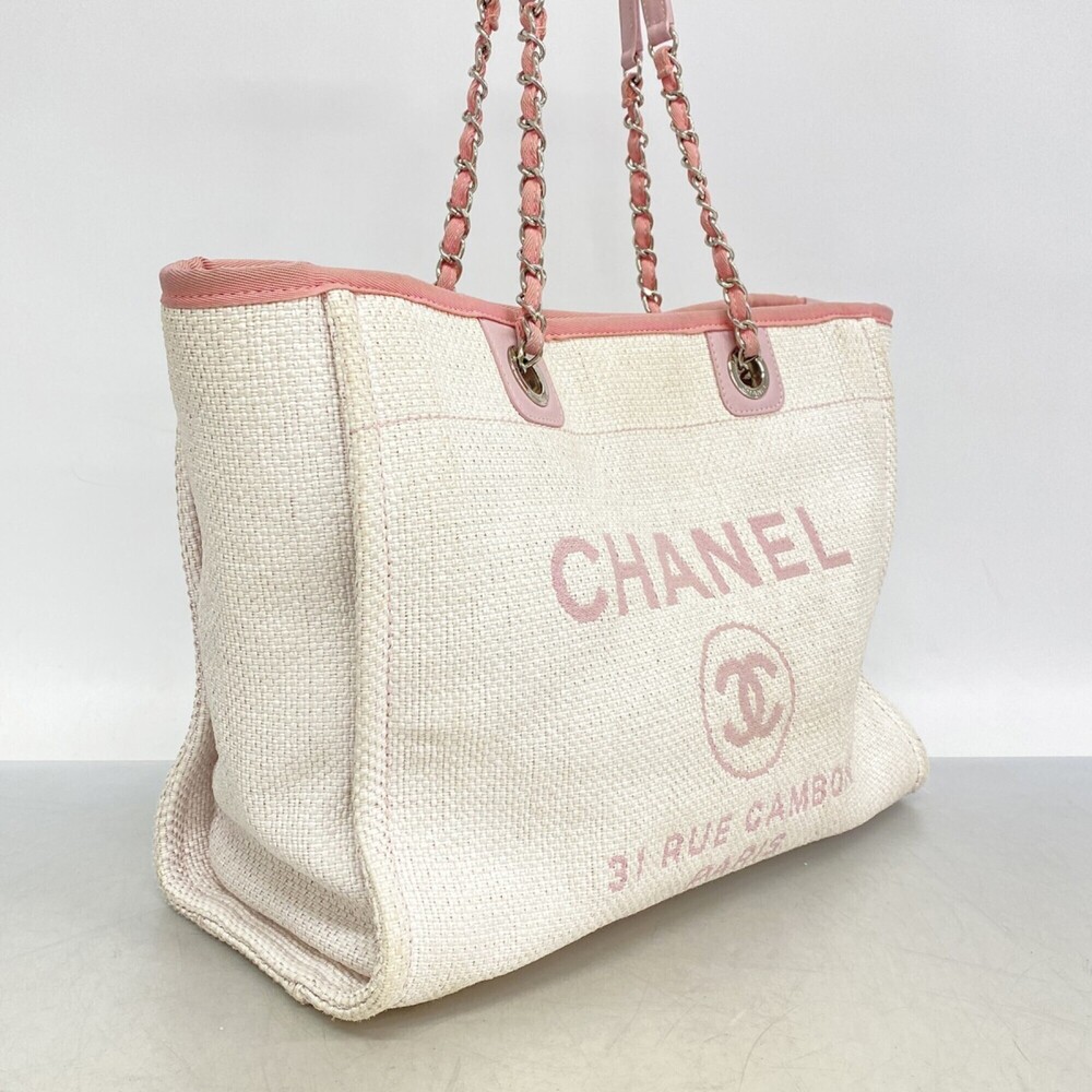 CHANEL Pink Raffia Deauville Tote Bag - Picture 2 of 11